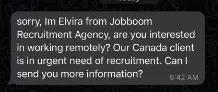 Jobboom Recruitment Agency Scam text